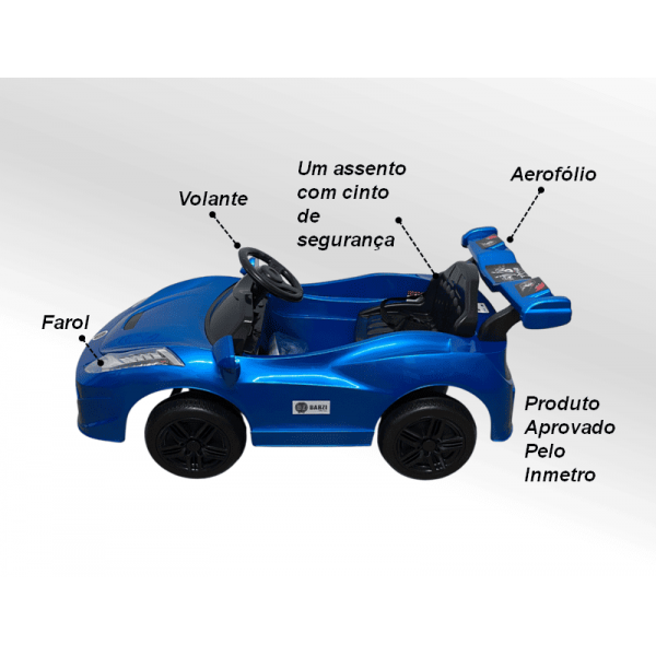 Carro Elétrico Infantil BZ Car com luzes e sons Barzi Motors Brinquedos Elétricos 