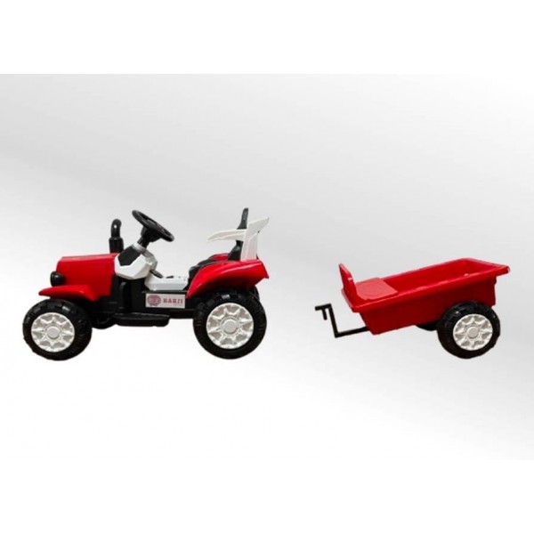 Trator Elétrico Infantil com Carreta 2 Motores Vermelho BARZI MOTORS