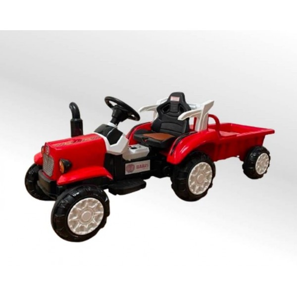 Trator Elétrico Infantil com Carreta 2 Motores Vermelho BARZI MOTORS