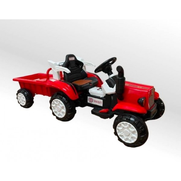 Trator Elétrico Infantil com Carreta 2 Motores Vermelho BARZI MOTORS