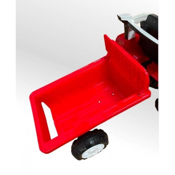 Trator Elétrico Infantil com Carreta 2 Motores Vermelho BARZI MOTORS