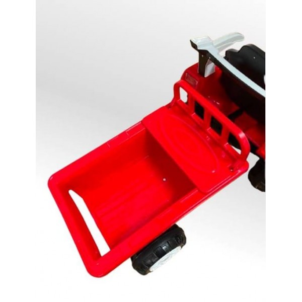 Trator Elétrico Infantil com Carreta 2 Motores Vermelho BARZI MOTORS