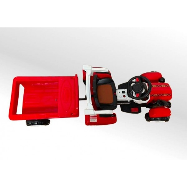 Trator Elétrico Infantil com Carreta 2 Motores Vermelho BARZI MOTORS