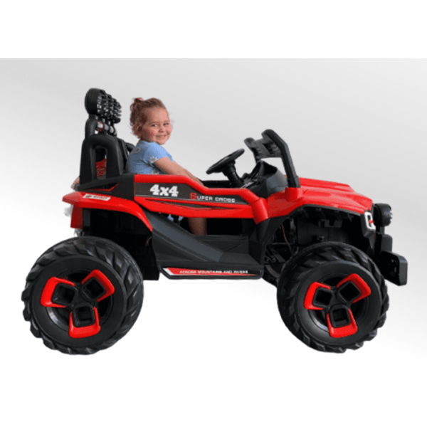 Carro Elétrico Jipe Elétrico Infantil 2 lugares 12V 4 Motores Vermelho com Sons e Luzes BARZI MOTORS