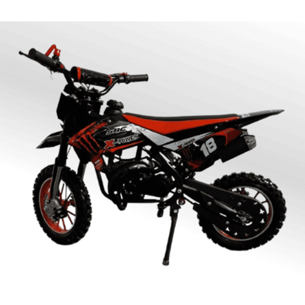 Mini Moto Cross Trilha 49cc BZ Monster Partida a Corda Gasolina Escapamento Duplo a Gasolina com Óleo 2-Tempos BARZI MOTORS 