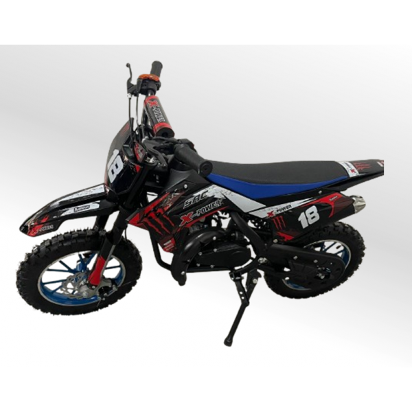Mini Moto Cross Trilha 49cc BZ Monster Partida a Corda Gasolina Escapamento Duplo a Gasolina com Óleo 2-Tempos BARZI MOTORS 