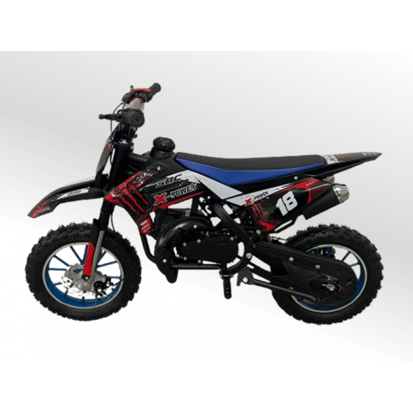 Mini Moto Cross Trilha 49cc BZ Monster Partida a Corda Gasolina Escapamento Duplo a Gasolina com Óleo 2-Tempos BARZI MOTORS 