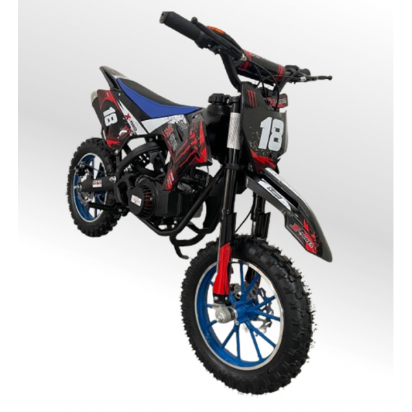 Mini Moto Cross Trilha 49cc BZ Monster Partida a Corda Gasolina Escapamento Duplo a Gasolina com Óleo 2-Tempos BARZI MOTORS 