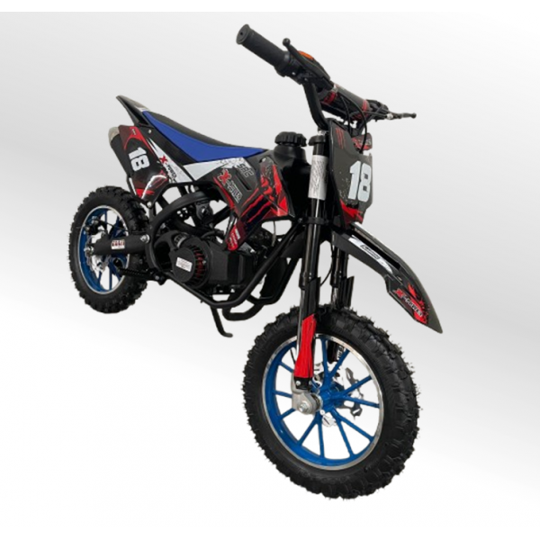 Mini Moto Cross Trilha 49cc BZ Monster Partida a Corda Gasolina Escapamento Duplo a Gasolina com Óleo 2-Tempos BARZI MOTORS 