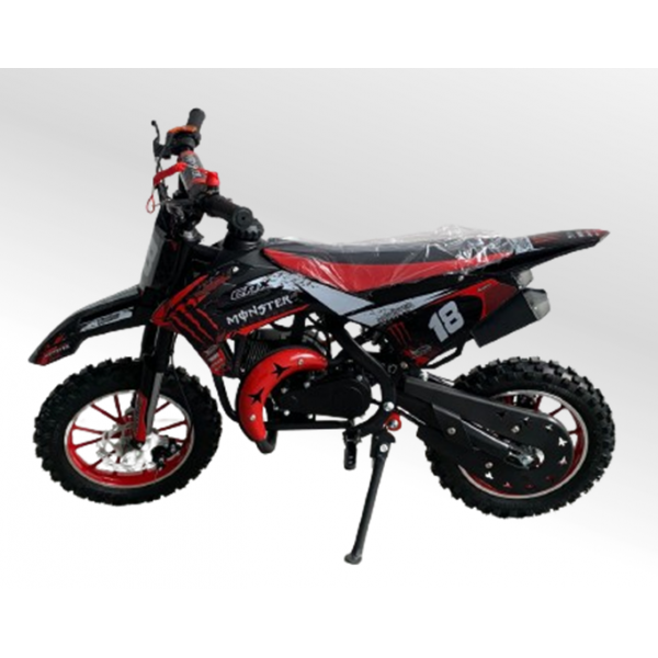 Mini Moto Cross Trilha 49cc BZ Monster Partida a Corda Gasolina Escapamento Duplo a Gasolina com Óleo 2-Tempos BARZI MOTORS 