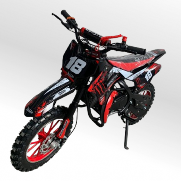 Mini Moto Cross Trilha 49cc BZ Monster Partida a Corda Gasolina Escapamento Duplo a Gasolina com Óleo 2-Tempos BARZI MOTORS 