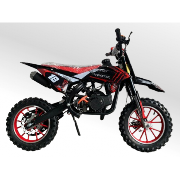 Mini Moto Cross Trilha 49cc BZ Monster Partida a Corda Gasolina Escapamento Duplo a Gasolina com Óleo 2-Tempos BARZI MOTORS 