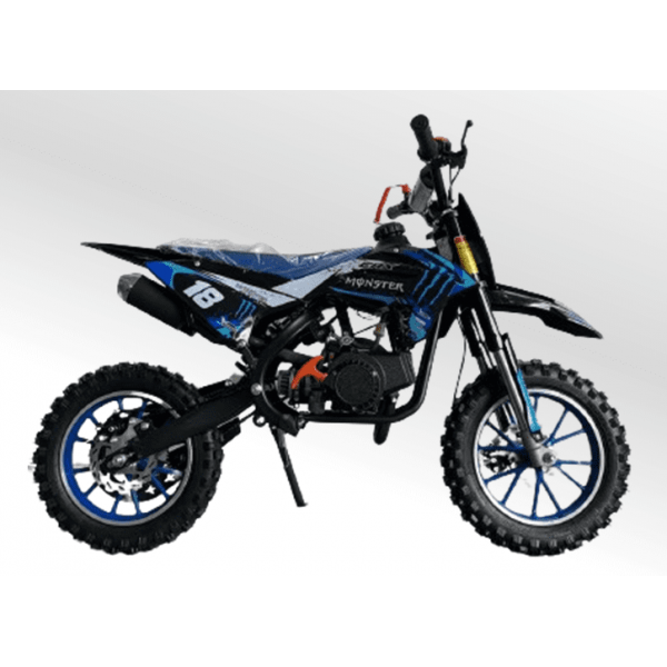 Mini Moto Cross Trilha 49cc BZ Monster Partida a Corda Gasolina Escapamento Duplo a Gasolina com Óleo 2-Tempos BARZI MOTORS 