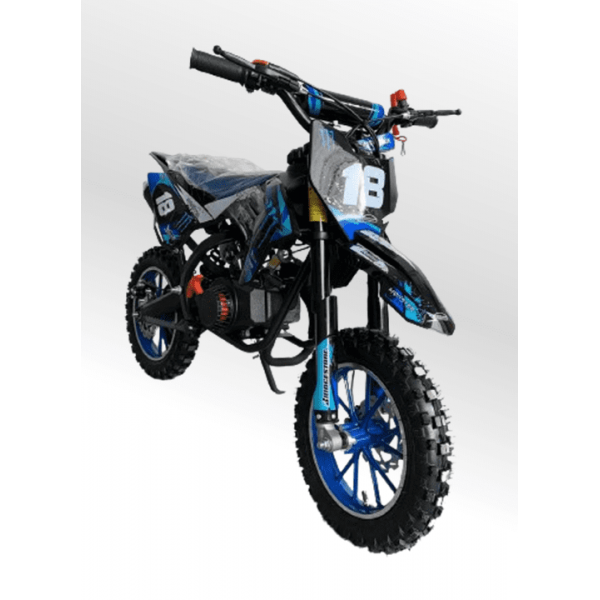 Mini Moto Cross Trilha 49cc BZ Monster Partida a Corda Gasolina Escapamento Duplo a Gasolina com Óleo 2-Tempos BARZI MOTORS 