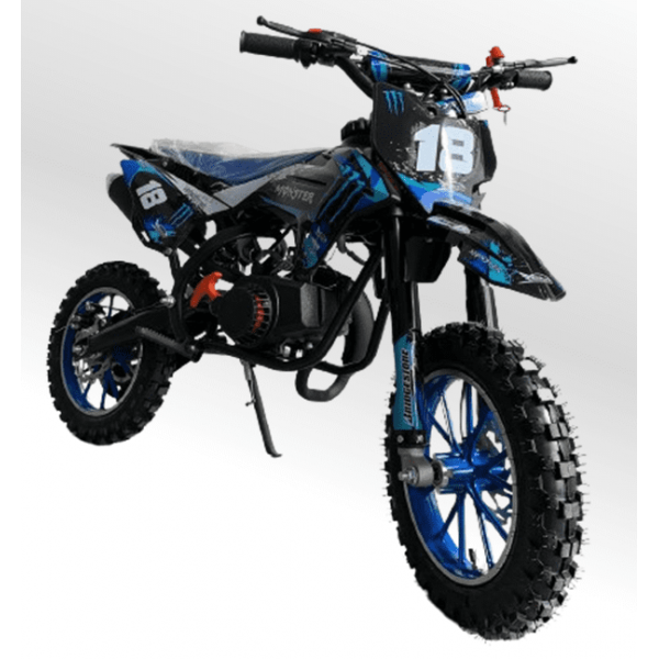 Mini Moto Cross Trilha 49cc BZ Monster Partida a Corda Gasolina Escapamento Duplo a Gasolina com Óleo 2-Tempos BARZI MOTORS 