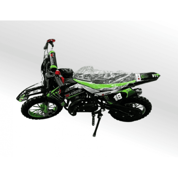 Mini Moto Cross Trilha 49cc BZ Monster Partida a Corda Gasolina Escapamento Duplo a Gasolina com Óleo 2-Tempos BARZI MOTORS 