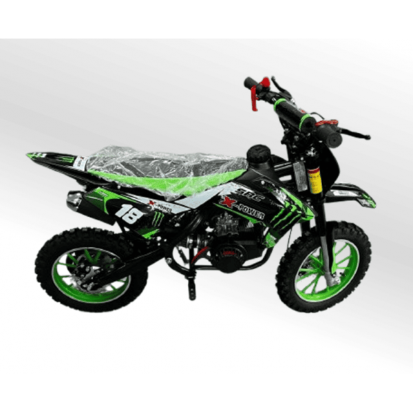 Mini Moto Cross Trilha 49cc BZ Monster Partida a Corda Gasolina Escapamento Duplo a Gasolina com Óleo 2-Tempos BARZI MOTORS 