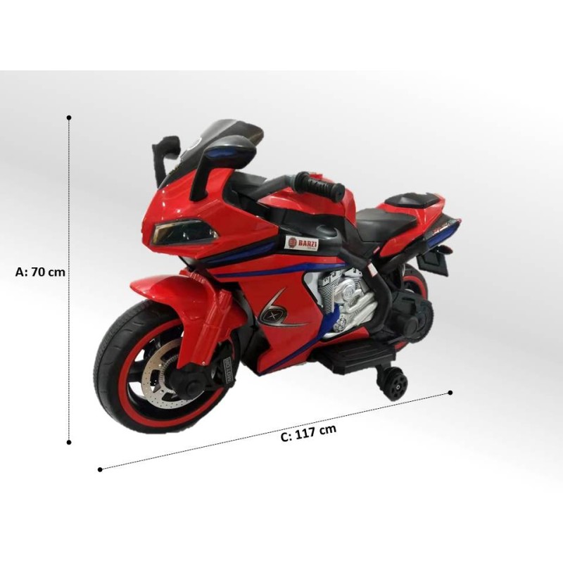 Moto Elétrica Infantil Triciclo Elétrico BZ R6 Azul e Vermelha com Ré, 2  Baterias Músicas e Farol BARZI MOTORS