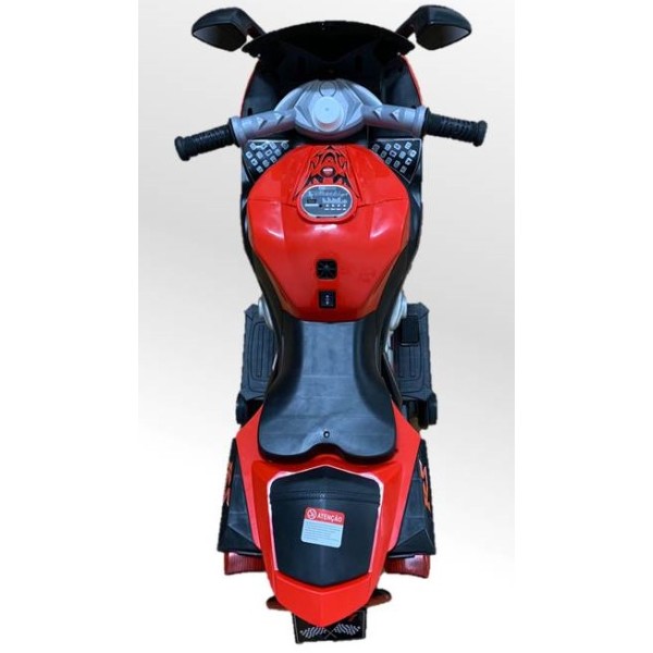 Moto Elétrica Infantil BZ R1 12V Vermelha com Rodinhas de Apoio, Música e Luzes BARZI MOTORS
